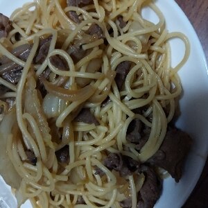 牛肉としめじの和風パスタ